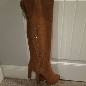 Faux Suede Thigh High Boots